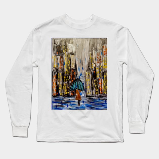 A walk through the city . Long Sleeve T-Shirt by kkartwork